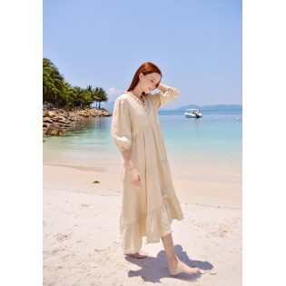 Champagne Layered Linen Dress