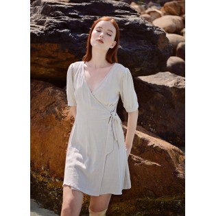 Relaxed Linen Wrap Dress