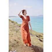 Linen Tie Wrap Dress