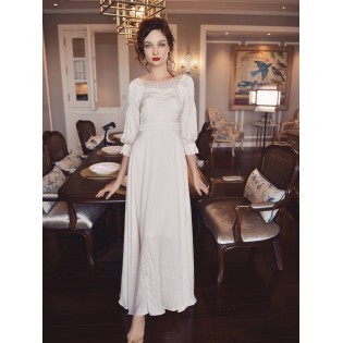 Beige silk dress