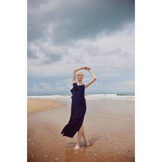 Low Back Linen Dress with Side Slits