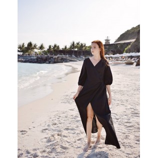 Black Wrap Maxi Dress