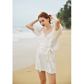 White Deep V Neck Mini Dress