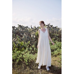 White V-neck flowing dress