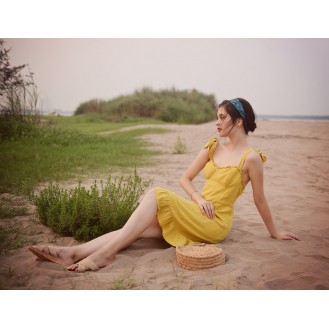 Yellow ruffled suspender dress