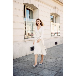Slit Tie Long Sleeve Dress